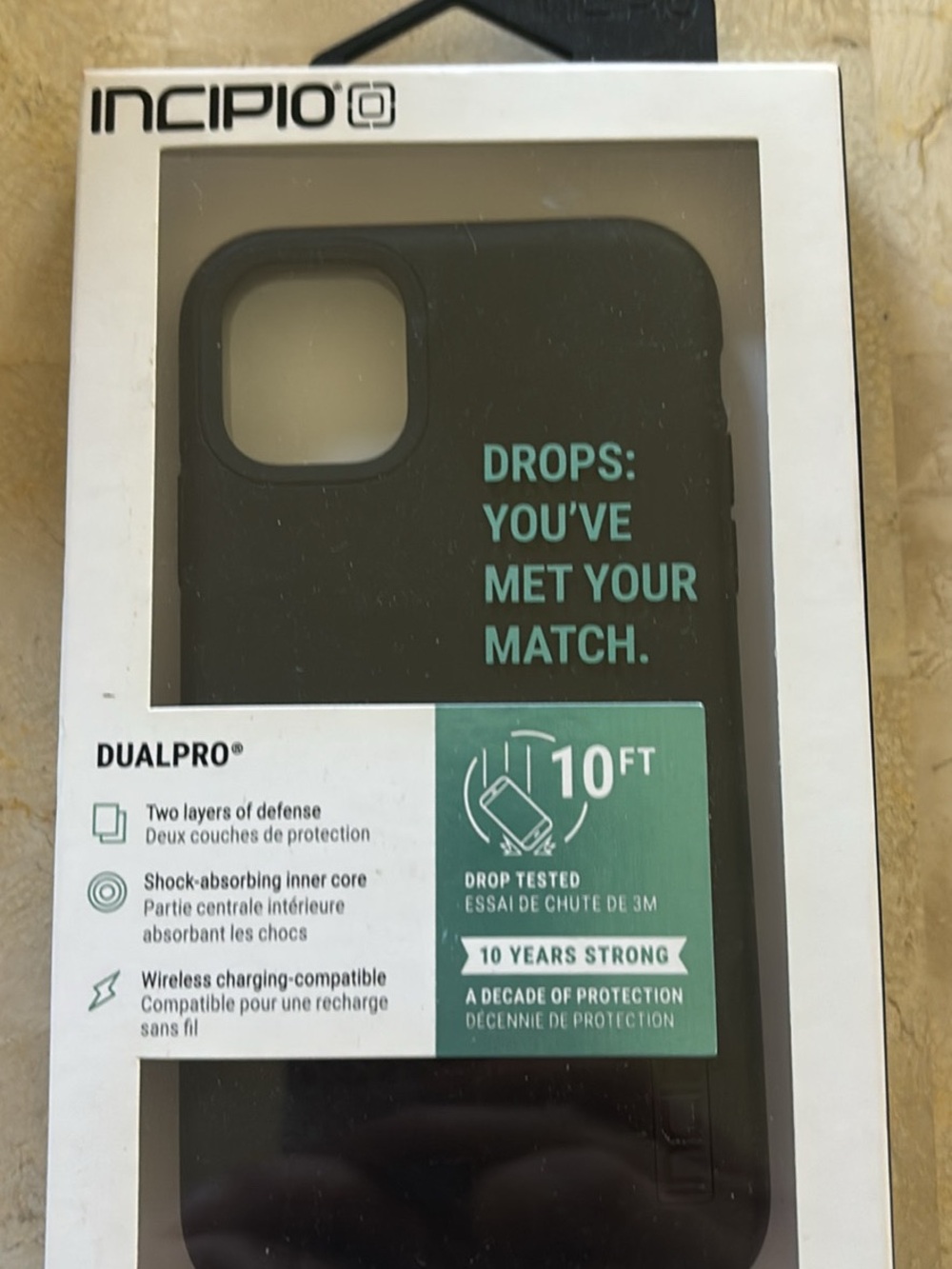 Incipio DualPro Black Phone Case with Teal Accent Text